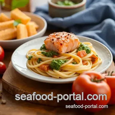 My Quick and Delicious Salmon Pasta with Fresh Pesto Sauce Recipe Card