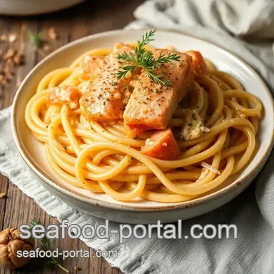 Creamy Salmon Pasta Delight presentation