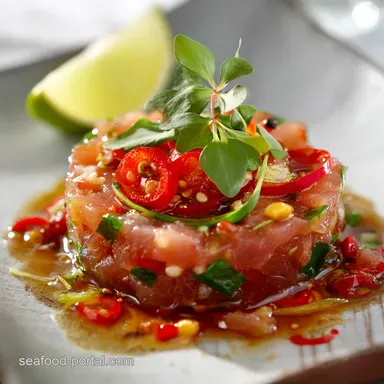 Tuna Tartare Recipe: Simple Ahi with Zesty Ginger-Soy Dressing Recipe Card