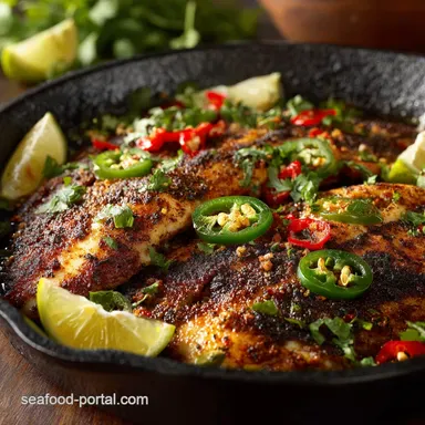Blackened Tilapia Authentic CajunStyle Skillet Recipe Recipe Card