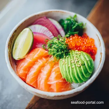 Sushi Bowl Recipe with Salmon for 4 Servings Recipe Card