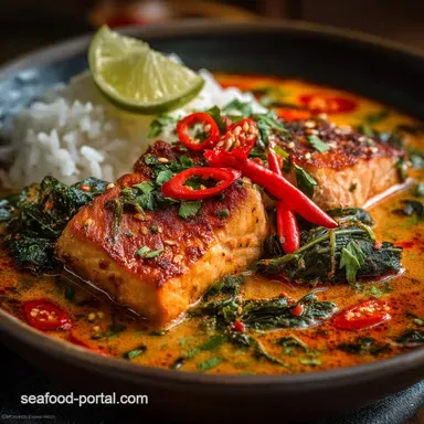 Weeknight Silky Thai Red Curry with Salmon Ready in 35 Mins Recipe Card