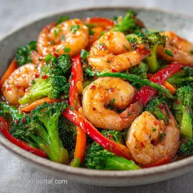 Easy Vegetable Shrimp Stir Fry in 25 Min Recipe Card