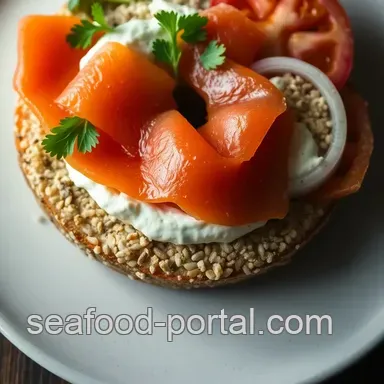 Everything Bagel with Lox, Cream Cheese, and Fresh Veggies - A NYC Classic Recipe Card