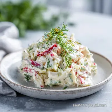 Faux Crab Salad Recipe with Creamy Mayo and Dill for 5 Servings