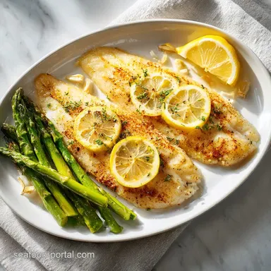 Flounder Fish Recipe with Lemon and Garlic for 4 Servings