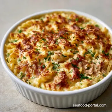 Fresh Tuna Noodle Bake No Soup in 45 Min Recipe Card