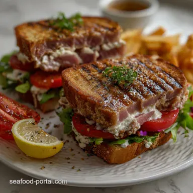 Garlic Butter Grilled Tuna Steak Sandwiches: Perfectly Grilled Recipe Card