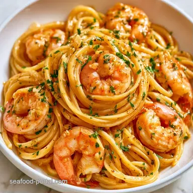 Garlic Butter Langostino Pasta in 20 Min Recipe Card
