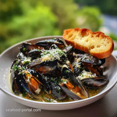 Garlic Butter Mussels: 18-Min White Wine Parmesan Recipe Card