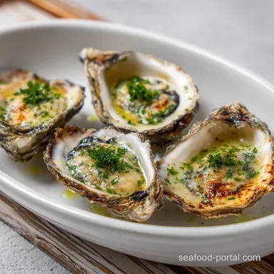 Oyster Recipe with Garlic and Butter for 4 Servings Recipe Card
