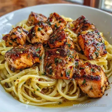 Garlic Butter Salmon Noodles: Silky Recipe Card