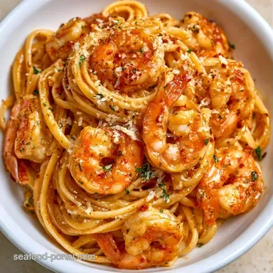 Garlic Shrimp Parmesan Pasta for 4 Recipe Card