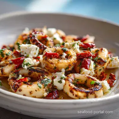 Grilled Calamari with Roasted Garlic Chilis: Smoky Charred Recipe Card