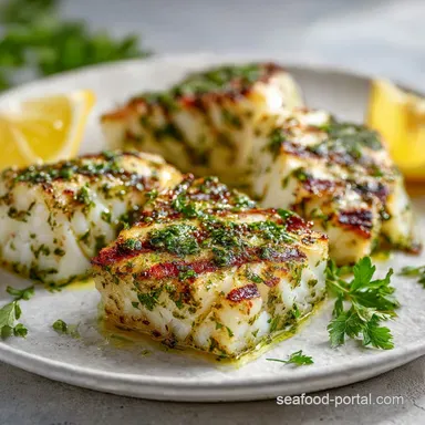 Grilled Cod with Lemon and Herbs in 25 Minutes Recipe Card