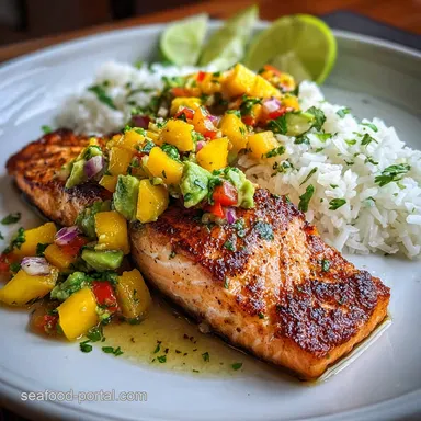 Grilled Lime Salmon with Avocado Mango for 4 Servings Recipe Card