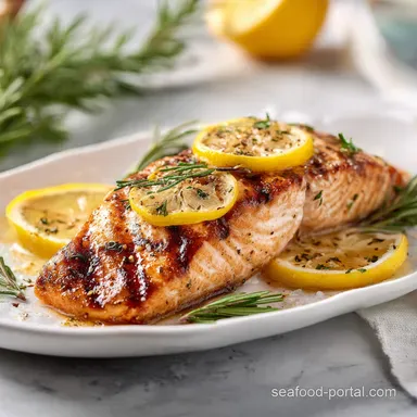 Grilled Salmon with Lemon for 4 Servings Recipe Card