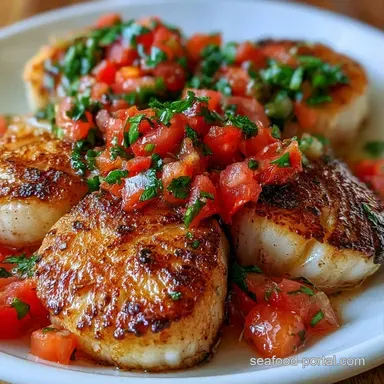 Grilled Scallops Tomato Salsa in 20 Min Recipe Card