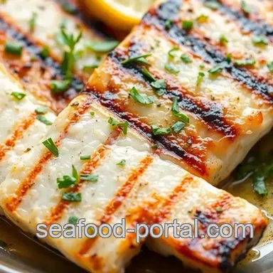 Grilled Striped Sea Bass with Lemon Herb Marinade presentation