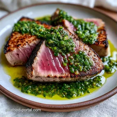 Grilled Tuna with Scallion Sauce for 4 Recipe Card