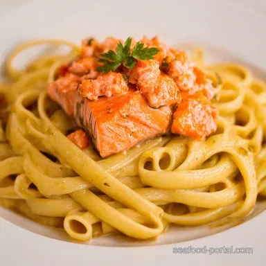 HandTwisted Pasta with Salmon Tartare Easy Recipe Recipe Card