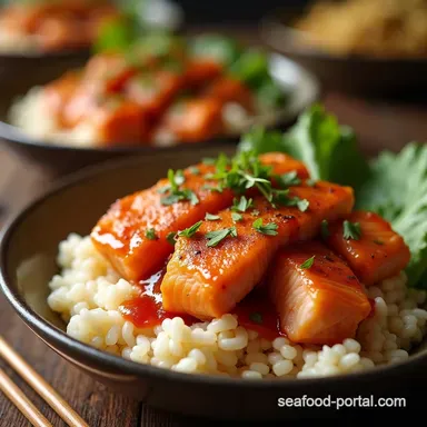 Easy 35Min Honey Sriracha Salmon Bowls with Coconut Rice Recipe Card