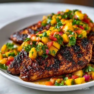 Jerk Tilapia Mango Salsa in 13 Minutes Recipe Card