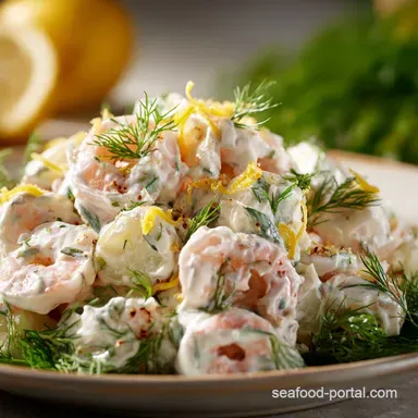 The Easiest Creamy Shrimp Salad with Fresh Dill and Lemon Zest Recipe Card