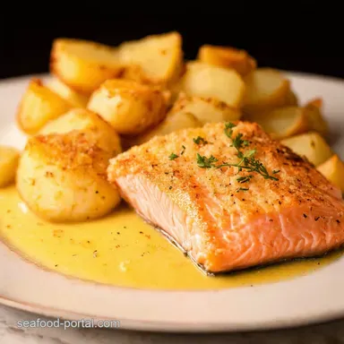 Lemon Butter Salmon Crispy Parmesan Potatoes Recipe Card