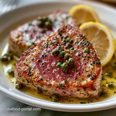 Lemon Caper Tuna Steak in 17 Minutes Recipe Card