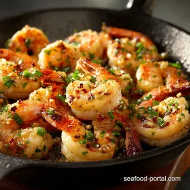 Sauteed Shrimp Quick PanSeared Garlic Butter Scampi Dish Recipe Card