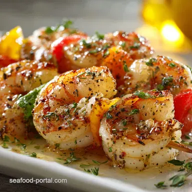 Shrimp Kabobs: Sun-Drenched Lemon Garlic Recipe for the Grill Recipe Card