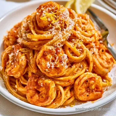 Lemon Garlic Parmesan Shrimp Pasta for 4 Recipe Card