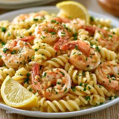 Lemon Garlic Shrimp Pasta Salad for 4 Recipe Card