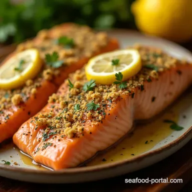 Easy Lemon Herb Crusted Baked Salmon Recipe Ready in 25 Mins Recipe Card