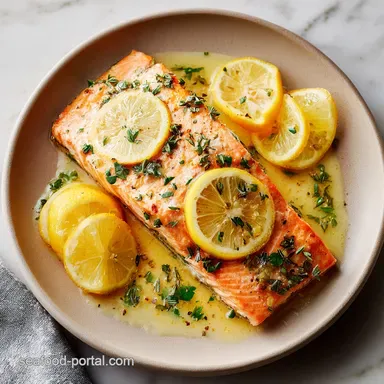 Salmon Recipe with Lemon and Herbs for 4 Servings Recipe Card