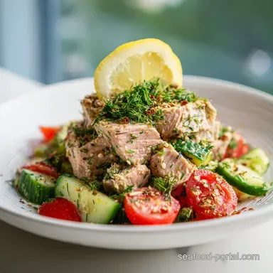 Tuna on Salad Recipe with Lemon in 10 Minutes Recipe Card