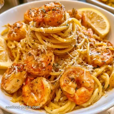 Lemon Parmesan Shrimp Pasta for 4 Servings Recipe Card