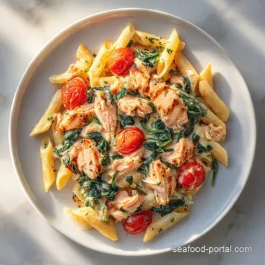 Lemon Salmon Pasta Bake for 4 Servings Recipe Card