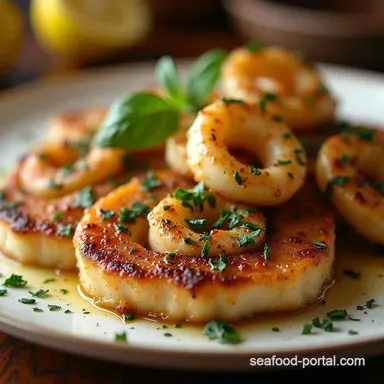 PanSeared LemonHerb Calamari Steaks Quick Tender Recipe Card