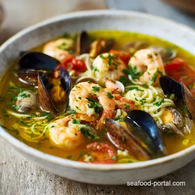 Summer Seafood Soup: Light Saffron Tomato Fumet Recipe Recipe Card