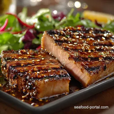 LightningFast Grilled Ahi Tuna Steaks with SesameGinger Glaze Recipe Card