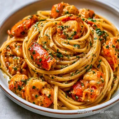 Lobster Pasta with Garlic Butter for 4