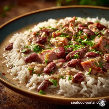 Louisiana Red Beans and Rice Creamy Slow Cooker Recipe with Ham Hock Recipe Card