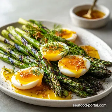 Marinated Grilled Asparagus with Eggs and Creamy Vinegraitte: Flavorful Recipe Card