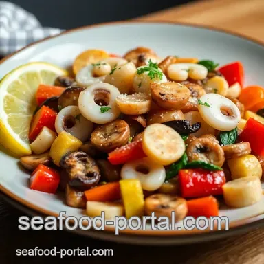 Easy Mediterranean Sautéed Squid with Colorful Seasonal Vegetables Recipe Card