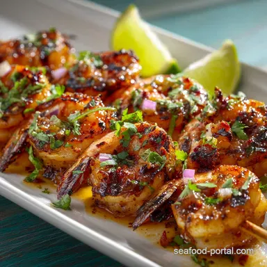 Memorial Day Seafood BBQ Recipes: Chipotle-Lime Prawn Skewers Recipe Card