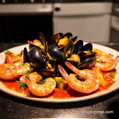 Fresh Seafood Platter Succulent Shrimp Mussels Recipe Card