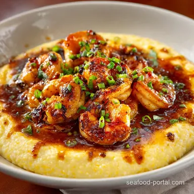 New Orleans Shrimp and Grits Ultimate Cheesy Grits with Spicy BBQ Shrimp Recipe Card