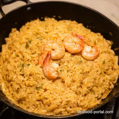 One Pan Parmesan Orzo with Shrimp Quick Creamy Recipe Card